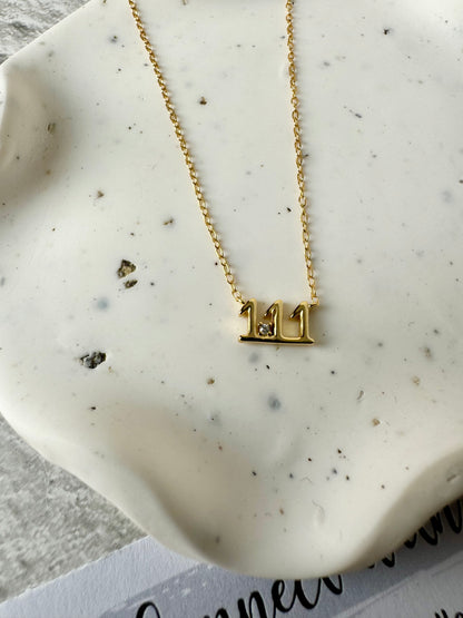 Gold Affirmation Necklace 111, 333, 444, 777