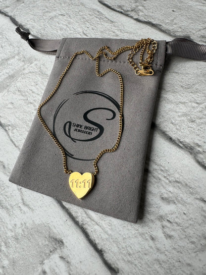 11:11 Gold Heart necklace