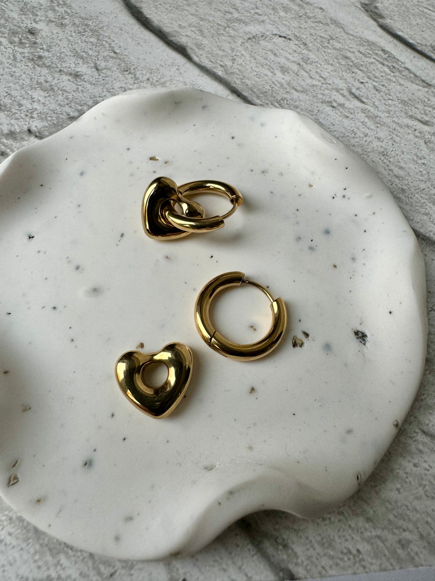 Heart Hoop Huggies Earrings [Millie]